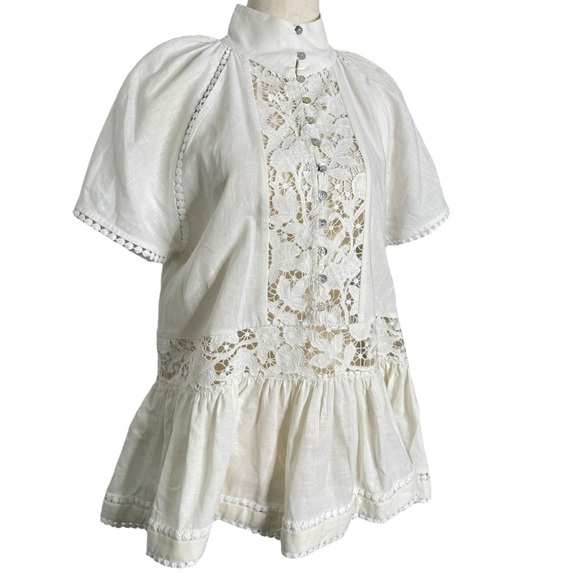 Zimmermann White Guipure Lace Peplum Blouse - Picture 5 of 11